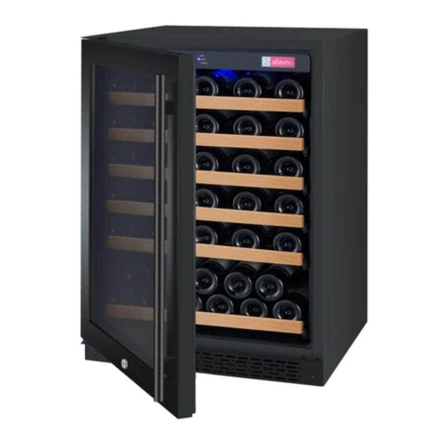 Allavino 24" Wide FlexCount II Tru-Vino 56 Bottle Single Zone Black Left Hinge Wine Refrigerator (VSWR56-1BL20) - PrimeFair