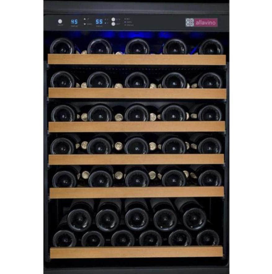 Allavino 24" Wide FlexCount II Tru-Vino 56 Bottle Single Zone Black Left Hinge Wine Refrigerator (VSWR56-1BL20) - PrimeFair