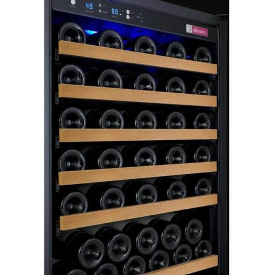 Allavino 24" Wide FlexCount II Tru-Vino 56 Bottle Single Zone Black Left Hinge Wine Refrigerator (VSWR56-1BL20) - PrimeFair