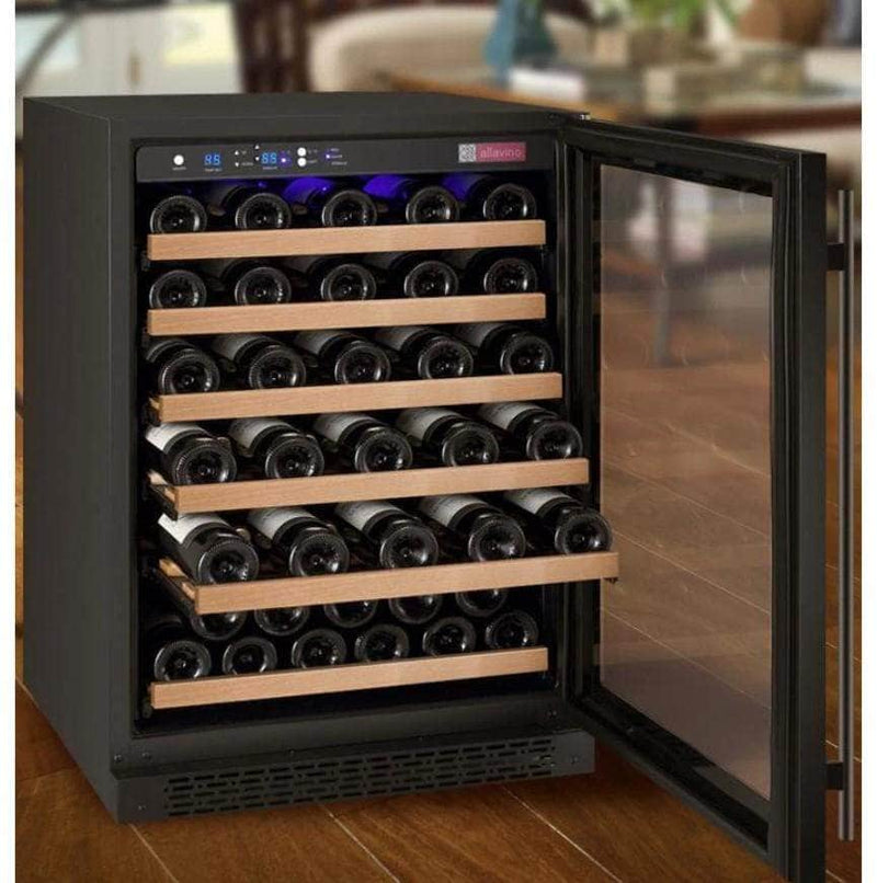 Allavino 24" Wide FlexCount II Tru-Vino 56 Bottle Single Zone Black Right Hinge Wine Refrigerator (VSWR56-1BR20) - PrimeFair