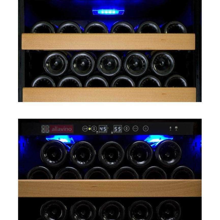 Allavino 24" Wide Vite II Tru-Vino 99 Bottle Dual Zone Black Right Hinge Wine Refrigerator (YHWR99-2BR20) - PrimeFair