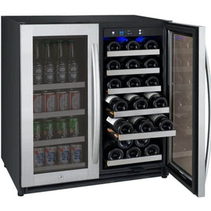 Allavino 30" Wide FlexCount II Tru-Vino 30 Bottle/88 Can Dual Zone Stainless Steel Built-In Wine Refrigerator/Beverage Center (VSWB30-2SF20) - PrimeFair