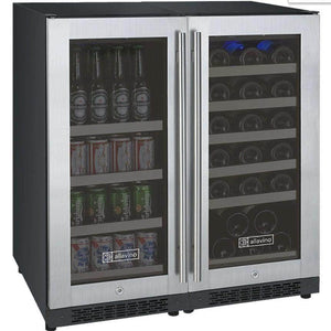 Allavino 30" Wide FlexCount II Tru-Vino 30 Bottle/88 Can Dual Zone Stainless Steel Side-by-Side Wine Refrigerator/Beverage Center (3Z-VSWB15-2S20) - PrimeFair