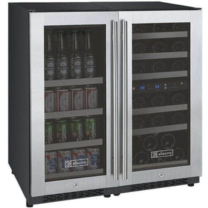 Allavino 30" Wide FlexCount II Tru-Vino 30 Bottle/88 Can Dual Zone Stainless Steel Side-by-Side Wine Refrigerator/Beverage Center (3Z-VSWB15-3S20) - PrimeFair