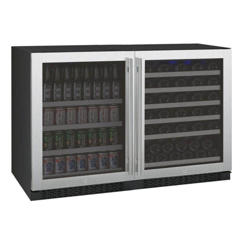 Allavino 47" Wide FlexCount II Series 56 Bottle/154 Can Dual Zone Stainless Steel Side-by-Side Wine Refrigerator/Beverage Center (3Z-VSWB24-2S20) - PrimeFair