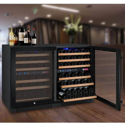 Allavino 47" Wide FlexCount II Tru-Vino 112 Bottle Dual Zone Black Side-by-Side Wine Refrigerator (2X-VSWR56-1B20) - PrimeFair
