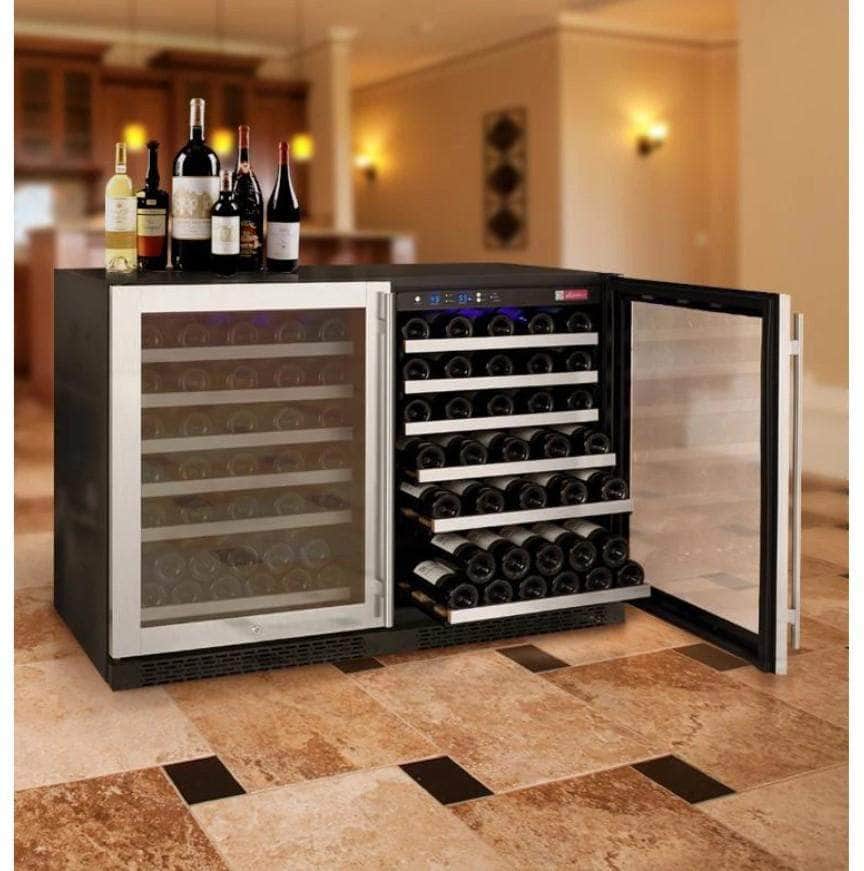 Allavino 47" Wide FlexCount II Tru-Vino 112 Bottle Dual-Zone Stainless Steel Side-by-Side Wine Refrigerator (2X-VSWR56-1S20) - PrimeFair