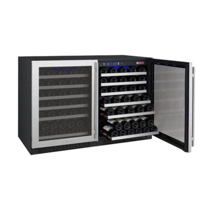 Allavino 47" Wide FlexCount II Tru-Vino 112 Bottle Dual-Zone Stainless Steel Side-by-Side Wine Refrigerator (2X-VSWR56-1S20) - PrimeFair