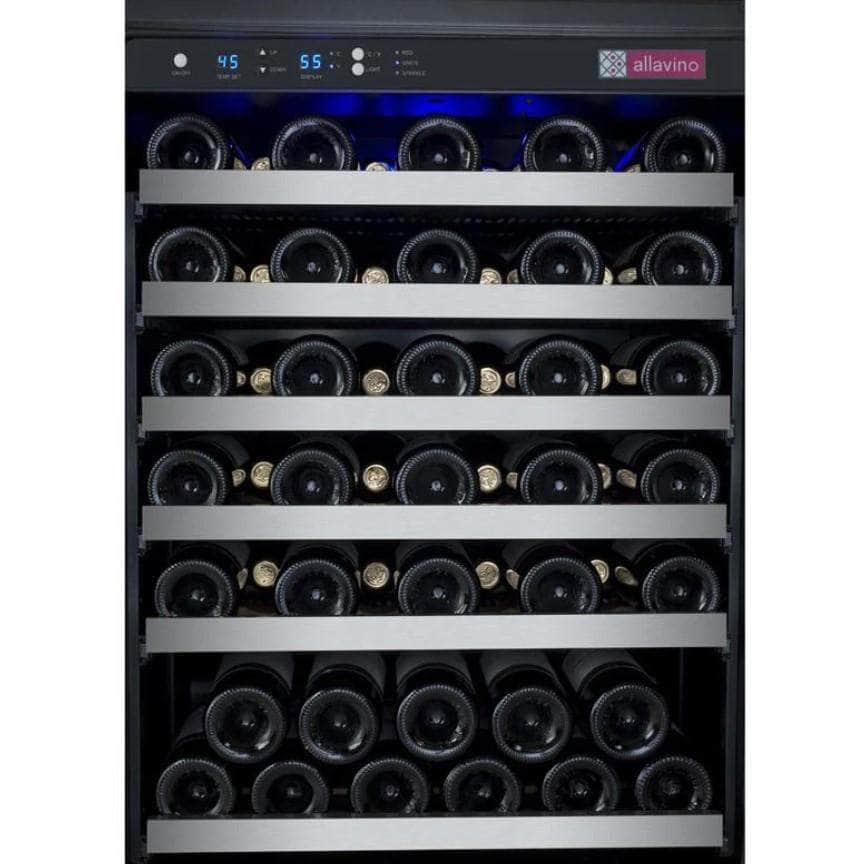 Allavino 47" Wide FlexCount II Tru-Vino 112 Bottle Dual-Zone Stainless Steel Side-by-Side Wine Refrigerator (2X-VSWR56-1S20) - PrimeFair