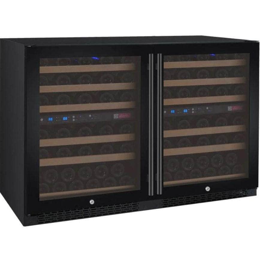 Allavino 47" Wide FlexCount II Tru-Vino 112 Bottle Four Zone Black Side-by-Side Wine Refrigerator (2X-VSWR56-2B20) - PrimeFair