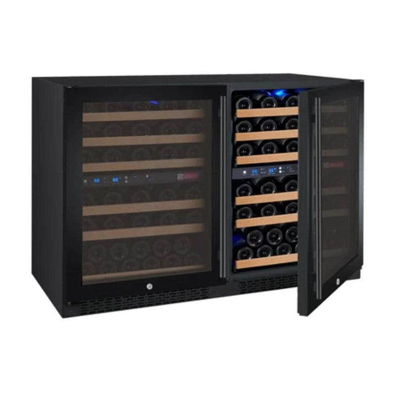 Allavino 47" Wide FlexCount II Tru-Vino 112 Bottle Four Zone Black Side-by-Side Wine Refrigerator (2X-VSWR56-2B20) - PrimeFair