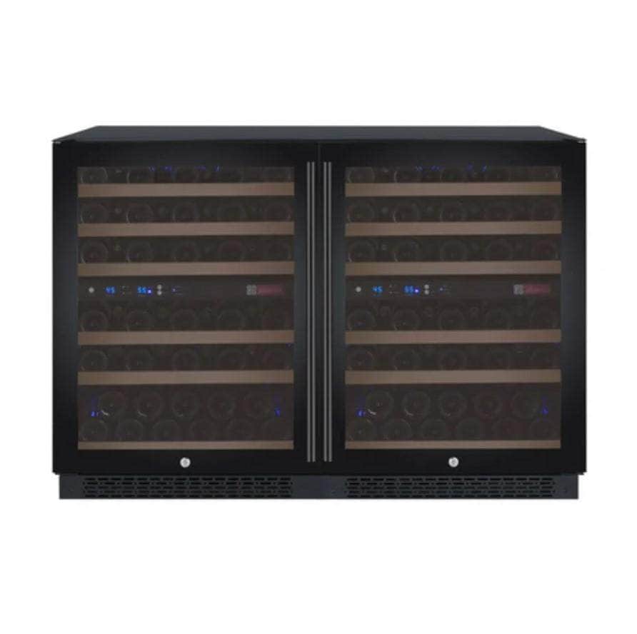 Allavino 47" Wide FlexCount II Tru-Vino 112 Bottle Four Zone Black Side-by-Side Wine Refrigerator (2X-VSWR56-2B20) - PrimeFair