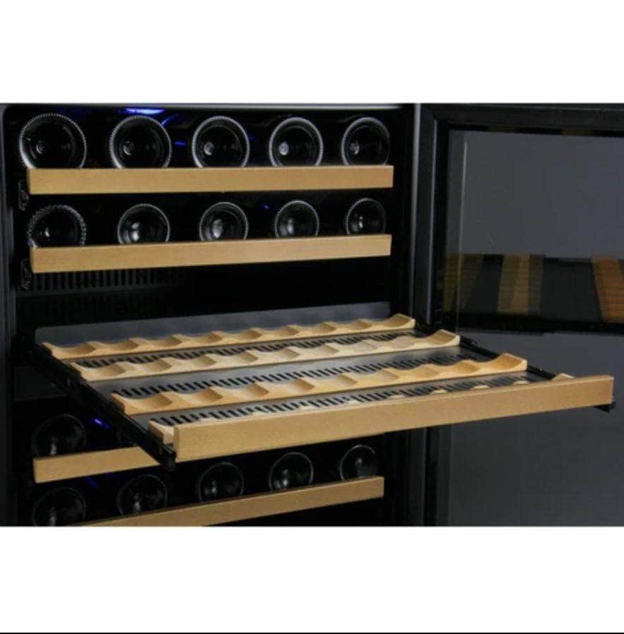 Allavino 47" Wide FlexCount II Tru-Vino 112 Bottle Four Zone Black Side-by-Side Wine Refrigerator (2X-VSWR56-2B20) - PrimeFair