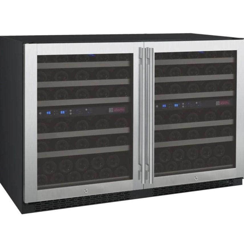 Allavino 47" Wide FlexCount II Tru-Vino 112 Bottle Four Zone Stainless Steel Side-by-Side Wine Refrigerator (2X-VSWR56-2S20) - PrimeFair