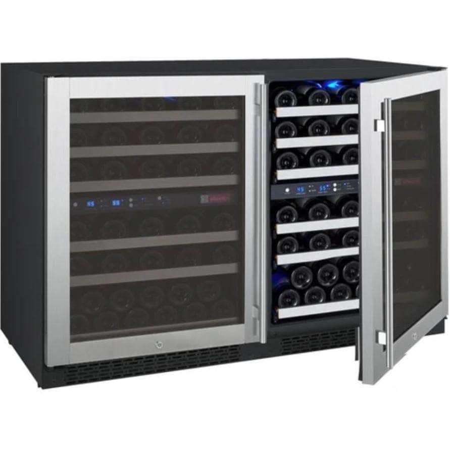 Allavino 47" Wide FlexCount II Tru-Vino 112 Bottle Four Zone Stainless Steel Side-by-Side Wine Refrigerator (2X-VSWR56-2S20) - PrimeFair