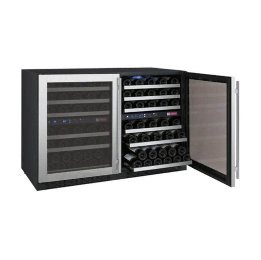 Allavino 47" Wide FlexCount II Tru-Vino 112 Bottle Four Zone Stainless Steel Side-by-Side Wine Refrigerator (2X-VSWR56-2S20) - PrimeFair