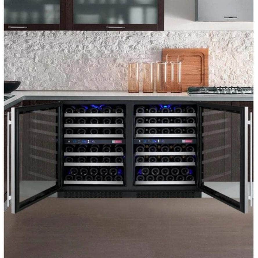 Allavino 47" Wide FlexCount II Tru-Vino 112 Bottle Four Zone Stainless Steel Side-by-Side Wine Refrigerator (2X-VSWR56-2S20) - PrimeFair