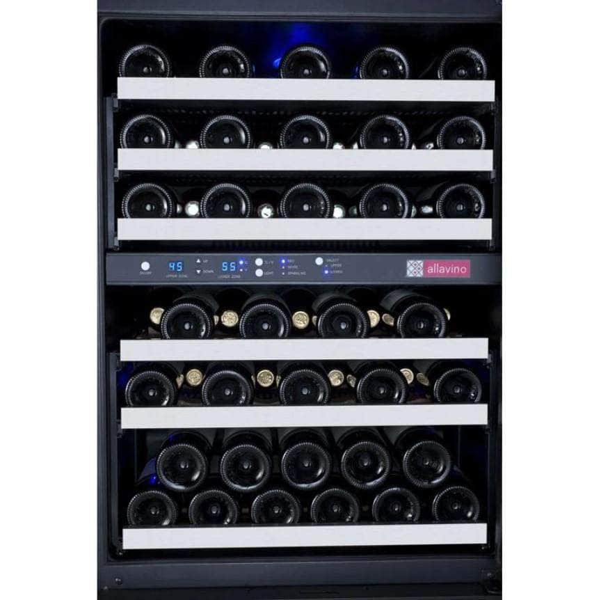 Allavino 47" Wide FlexCount II Tru-Vino 112 Bottle Four Zone Stainless Steel Side-by-Side Wine Refrigerator (2X-VSWR56-2S20) - PrimeFair