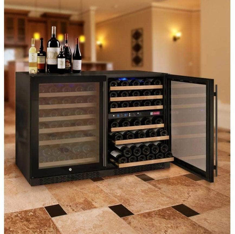 Allavino 47" Wide FlexCount II Tru-Vino 112 Bottle Three Zone Black Side-by-Side Wine Refrigerator (3Z-VSWR5656-B20) - PrimeFair