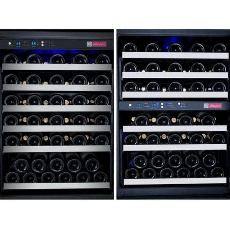Allavino 47" Wide FlexCount II Tru-Vino 112 Bottle Three Zone Stainless Steel Side-by-Side Wine Refrigerator (3Z-VSWR5656-S20) - PrimeFair