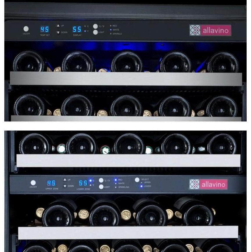 Allavino 47" Wide FlexCount II Tru-Vino 112 Bottle Three Zone Stainless Steel Side-by-Side Wine Refrigerator (3Z-VSWR5656-S20) - PrimeFair