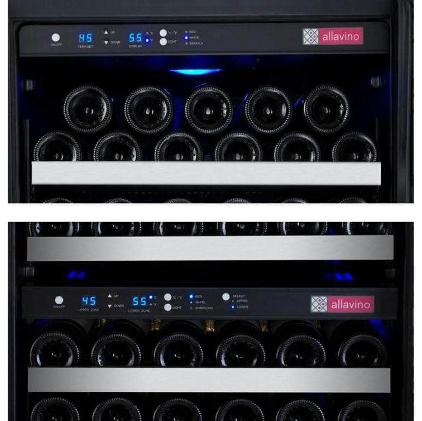 Allavino 47" Wide FlexCount II Tru-Vino 249 Bottle Three Zone Stainless Steel Side-by-Side Wine Refrigerator (3Z-VSWR2128-S20) - PrimeFair