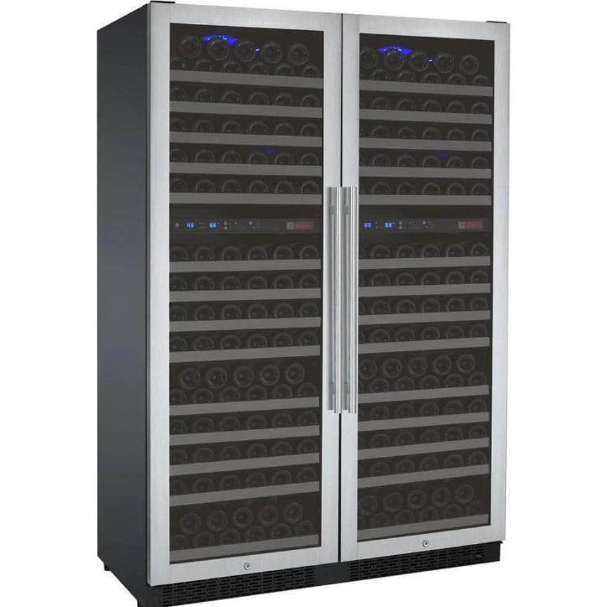 Allavino 47" Wide FlexCount II Tru-Vino 344 Bottle Four-Zone Stainless Steel Side-by-Side Wine Refrigerator (2X-VSWR172-2S20) - PrimeFair