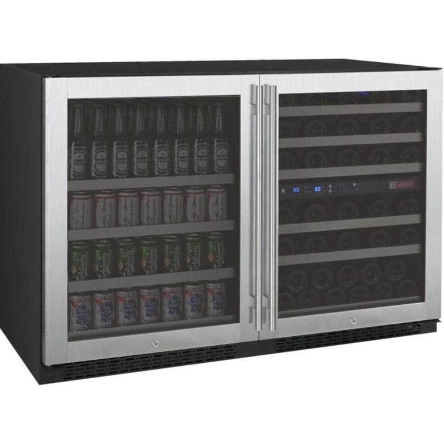 Allavino 47" Wide FlexCount II Tru-Vino 56 Bottle/124 Can Stainless Steel Side-by-Side Wine Refrigerator/Beverage Center (3Z-VSWB24-3S20) - PrimeFair