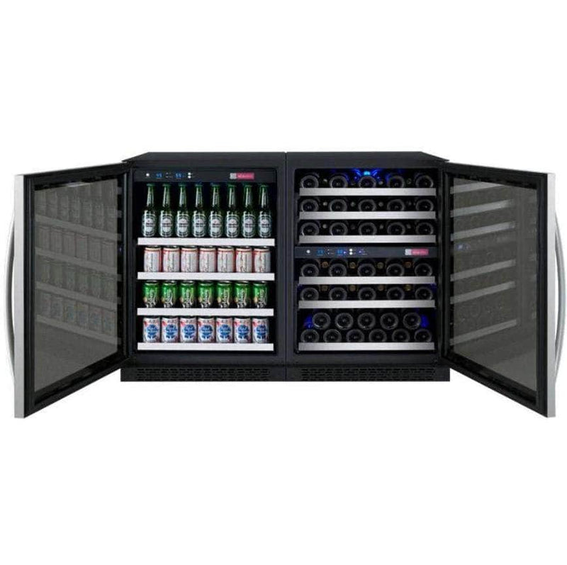 Allavino 47" Wide FlexCount II Tru-Vino 56 Bottle/124 Can Stainless Steel Side-by-Side Wine Refrigerator/Beverage Center (3Z-VSWB24-3S20) - PrimeFair