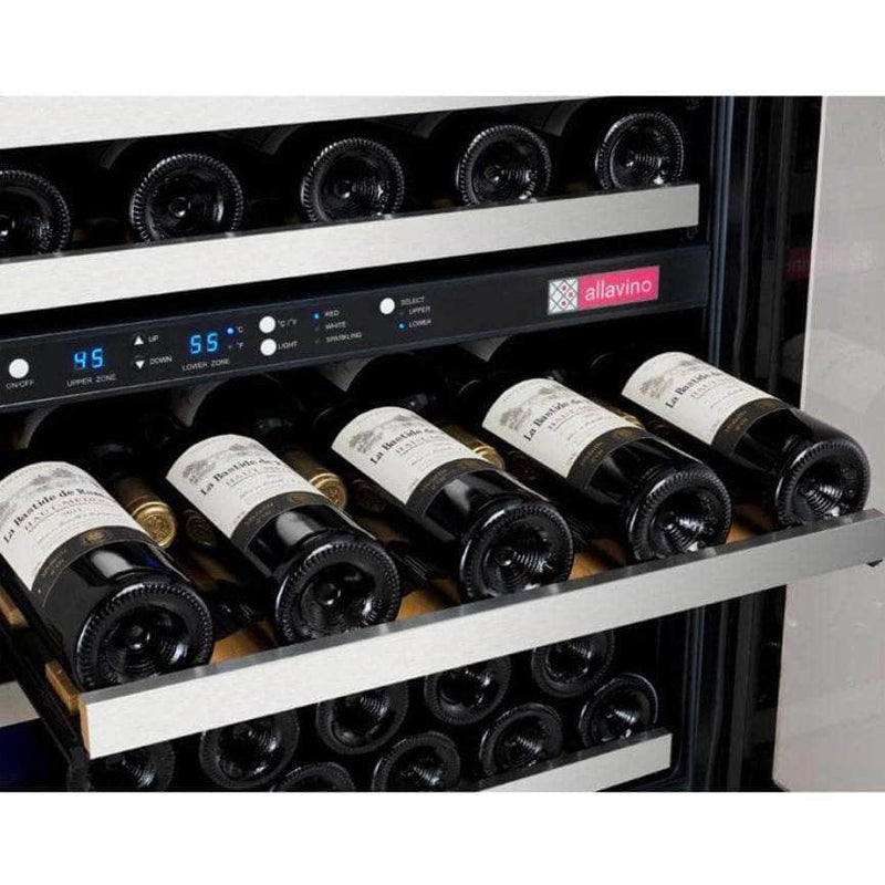 Allavino 47" Wide FlexCount II Tru-Vino 56 Bottle/124 Can Stainless Steel Side-by-Side Wine Refrigerator/Beverage Center (3Z-VSWB24-3S20) - PrimeFair