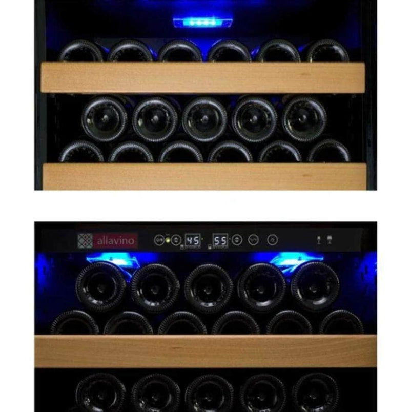 Allavino 63" Wide Vite II Tru-Vino 554 Bottle Dual Zone Black Side-by-Side Wine Refrigerator (2X-YHWR305-1B20) - PrimeFair
