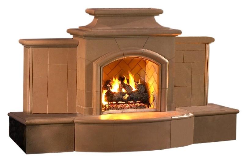 American Fyre Designs 113" Grand Mariposa Vent Free Gas Fireplace with Extended Bullnose Hearth No Recess 168-05-N-WA-RUC