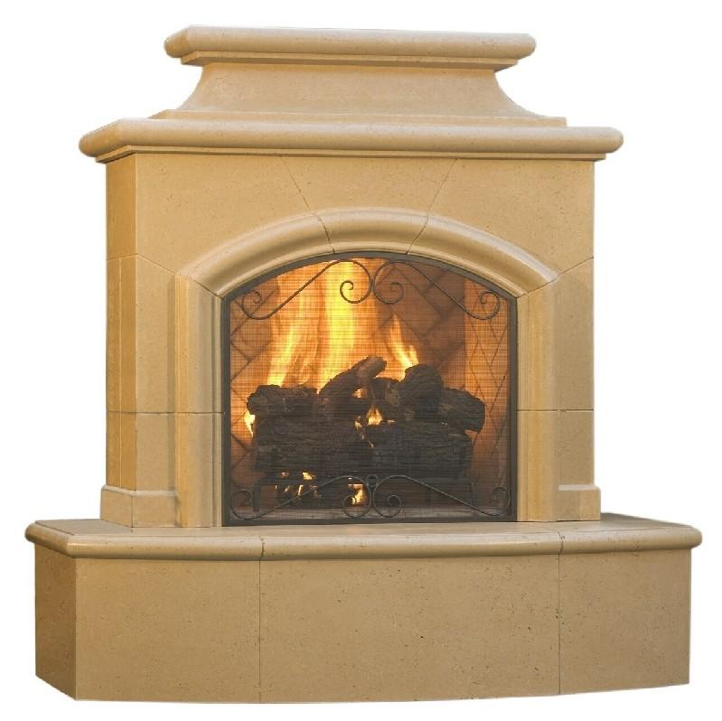 American Fyre Designs 65" Mariposa Vent Free Gas Fireplace with 16” Radiused Bullnose Hearth No Recess 173-01-N-WA-RBC