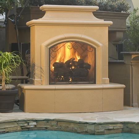 American Fyre Designs 65" Mariposa Vent Free Gas Fireplace with 16” Radiused Bullnose Hearth No Recess 173-01-N-WA-RUC