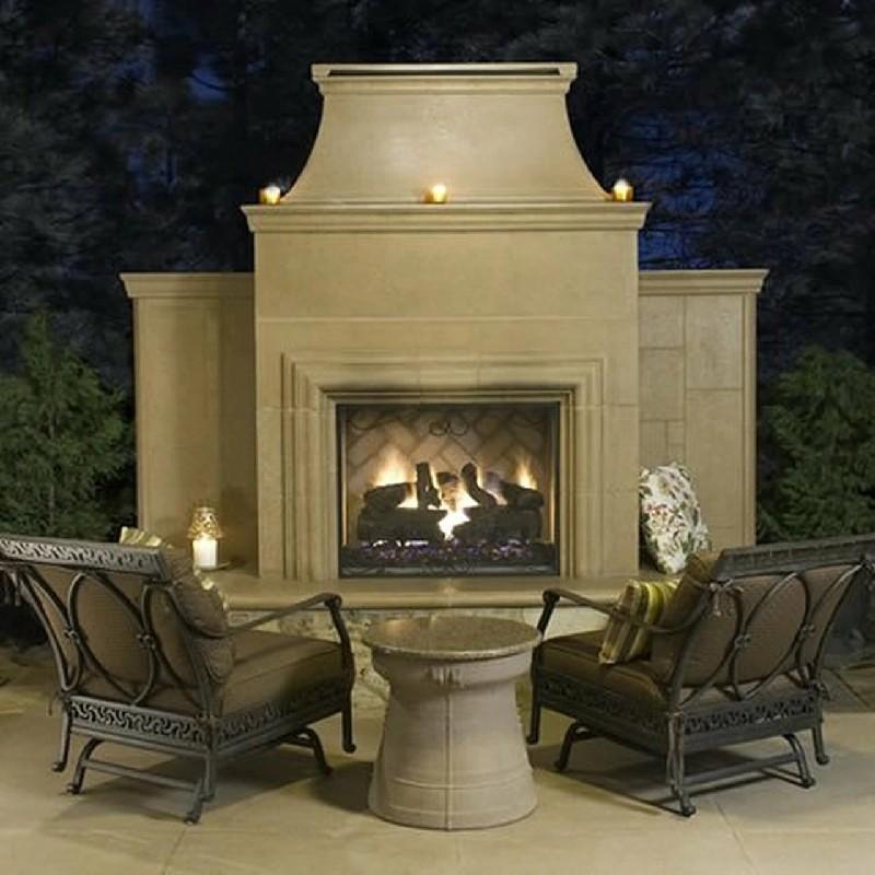 American Fyre Designs 110" Grand Cordova Vent Free Gas Fireplace with Rectangle Extended Bullnose Hearth No Recess 182-35-N-WA-RBC