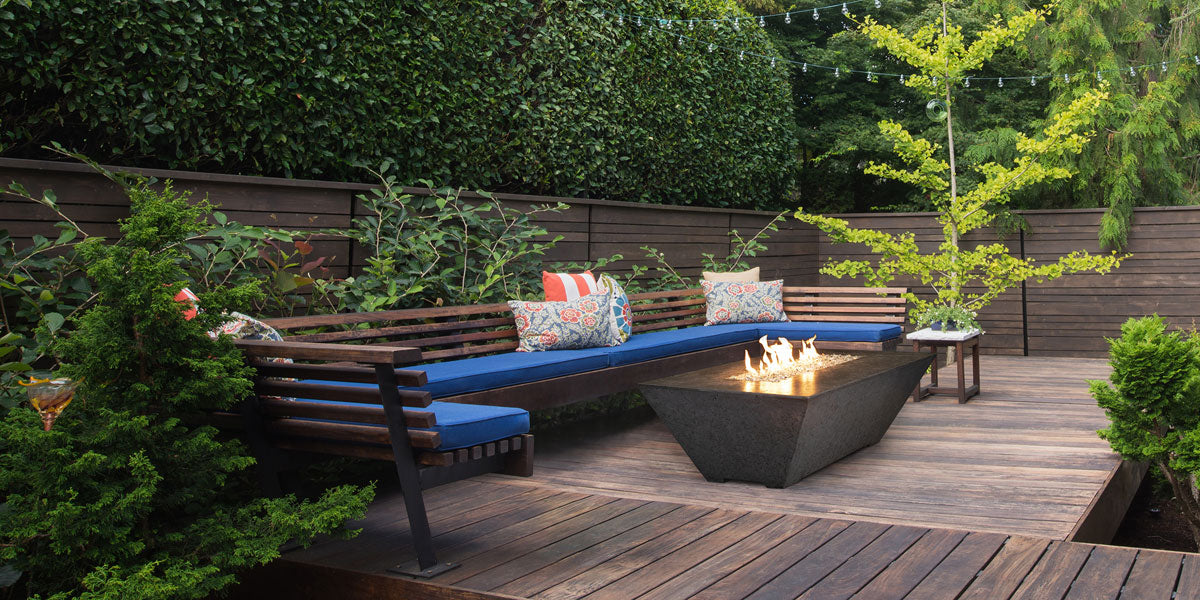 Athena Fireglass Olympus Linear 72x30 Concrete Rectangular Gas Fire Pit Table - ORECFT-723018 - MyBBQDirect