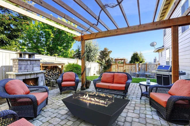 Athena Fireglass Olympus Linear 72x30 Concrete Rectangular Gas Fire Pit Table - ORECFT-723018 - MyBBQDirect