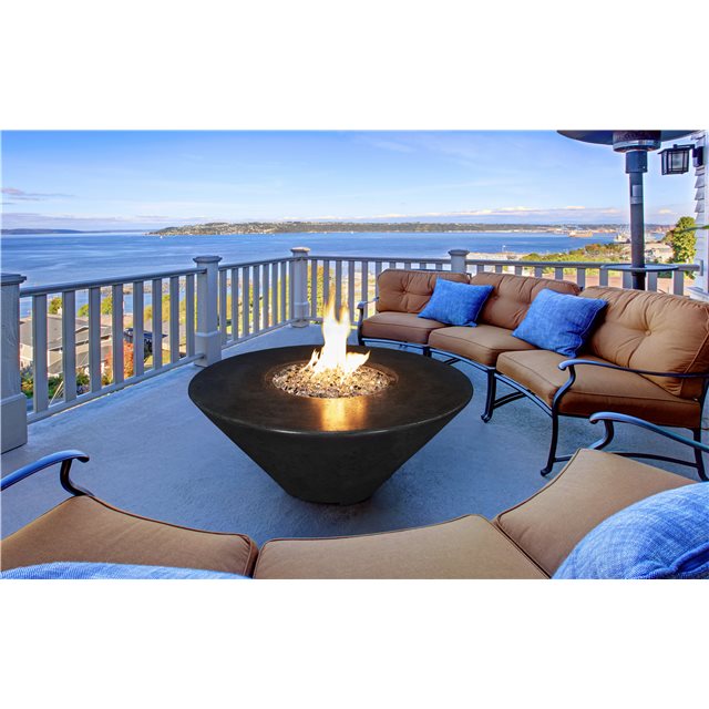Athena Fireglass Olympus Round Fire Pit Table - ORFT-44D-BLK-NG - MyBBQDirect