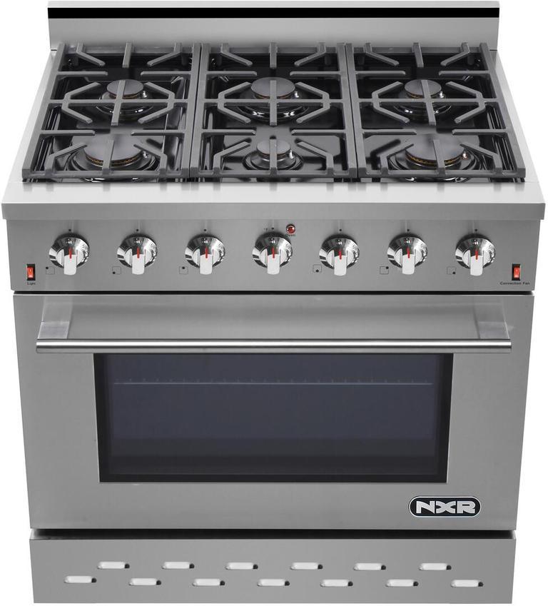 NXR 36 in. 5.5 cu.ft. Pro-Style Natural Gas Range with Convection Oven in Stainless Steel, SC3611 - MyBBQDirect