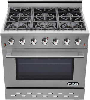 NXR 36 in. 5.5 cu.ft. Pro-Style Natural Gas Range with Convection Oven in Stainless Steel, SC3611 - MyBBQDirect