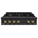 ZLINE Autograph Edition 36 in. Porcelain Rangetop with 6 Gas Burners in Black Stainless Steel and Accent Options (RTBZ-36) - MyBBQDirect