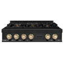 ZLINE Autograph Edition 36 in. Porcelain Rangetop with 6 Gas Burners in Black Stainless Steel and Accent Options (RTBZ-36) - MyBBQDirect