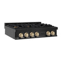 ZLINE Autograph Edition 36 in. Porcelain Rangetop with 6 Gas Burners in Black Stainless Steel and Accent Options (RTBZ-36) - MyBBQDirect