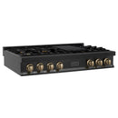 ZLINE Autograph Edition 48 in. Porcelain Rangetop with 7 Gas Burners in Black Stainless Steel and Accents (RTBZ-48)