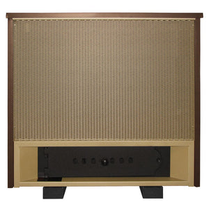 Buck Stove Combo Coal hybrid coal stove, front of cabinet with diamond-pattern panel