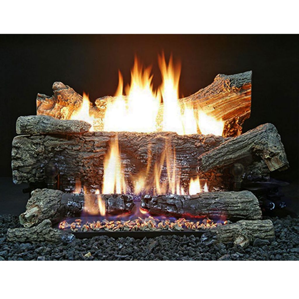 Buck Stove EV100/EV200 Ceramic Oak Vent Free Deluxe Log Set - MyBBQDirect