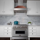 Ducted Fingerprint Resistant Stainless Steel Range Hood with Hand-Hammered Copper Shell (8654HH)