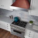 Ducted Fingerprint Resistant Stainless Steel Range Hood with Hand-Hammered Copper Shell (8654HH)