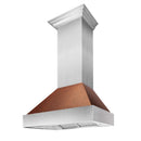 Ducted Fingerprint Resistant Stainless Steel Range Hood with Hand-Hammered Copper Shell (8654HH)