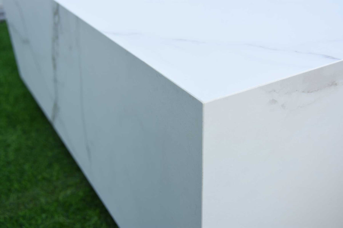 Elementi Bianco Porcelain Bulgaria black & Metal Frame Fire Table